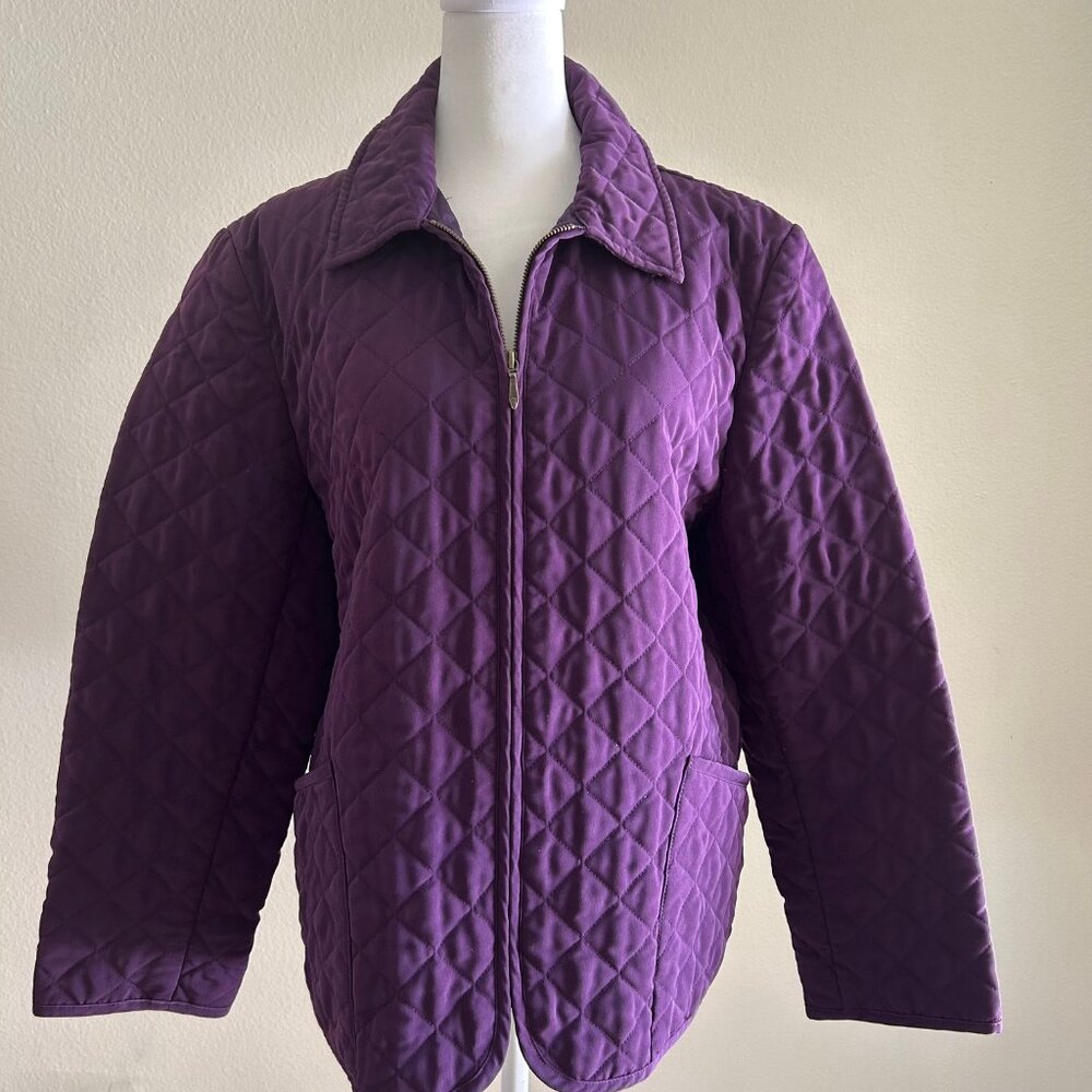 Pendleton Quilted Jacket Womens L Purple Diamond Barn Coat Full Zip Lightweight - Picture 2 of 12